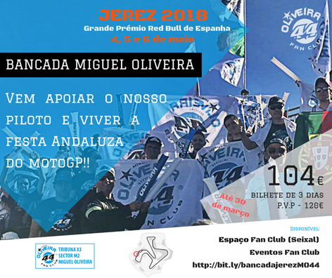 Miguel Oliveira Fan Club organiza bancada de apoio ao piloto em Jerez de la Frontera