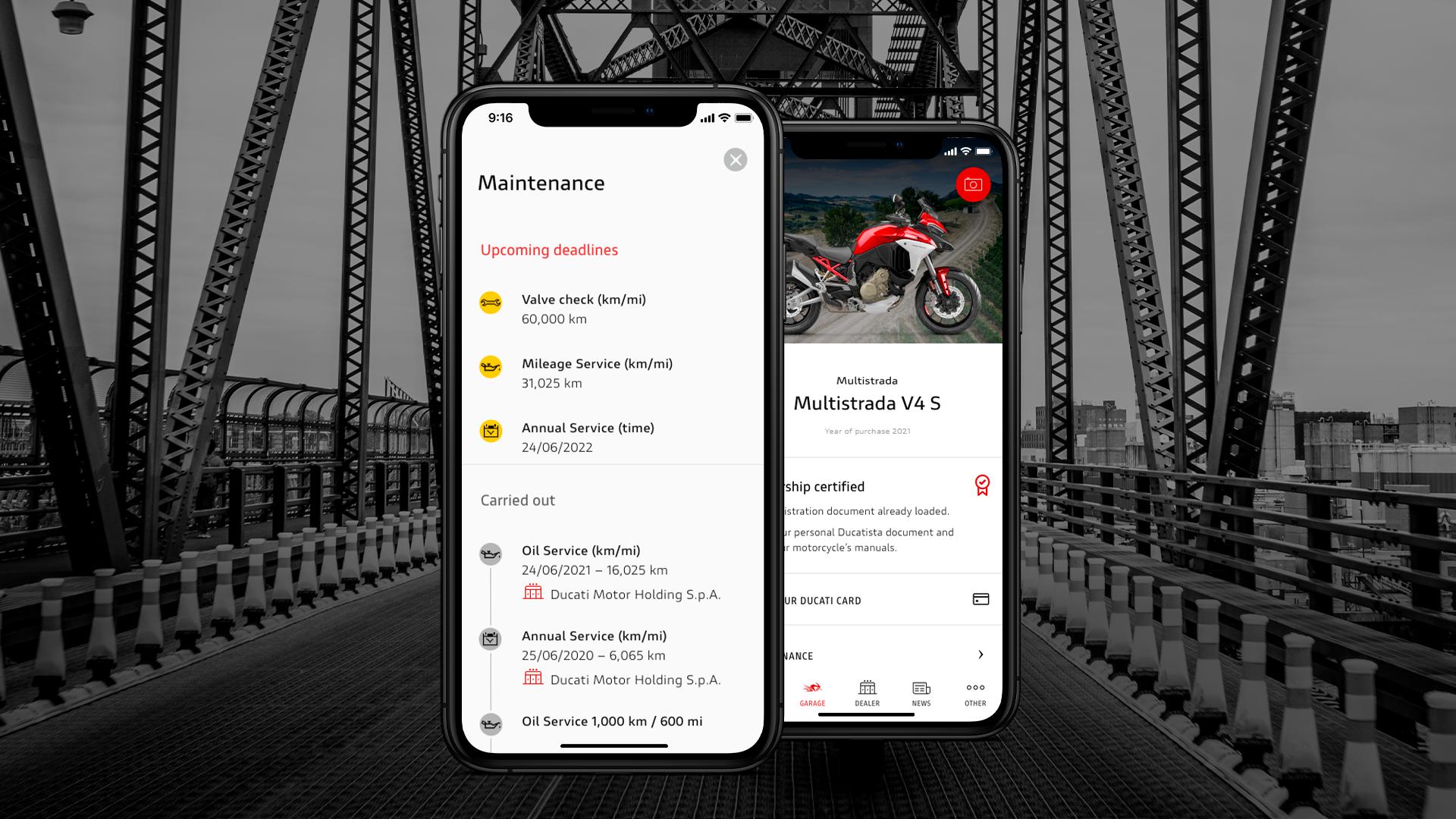 MyDucati App evolui com a nova secção “Manutenção”