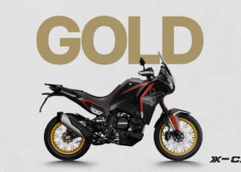 Moto Morini X-Cape 700 Gold Edition traz jantes douradas